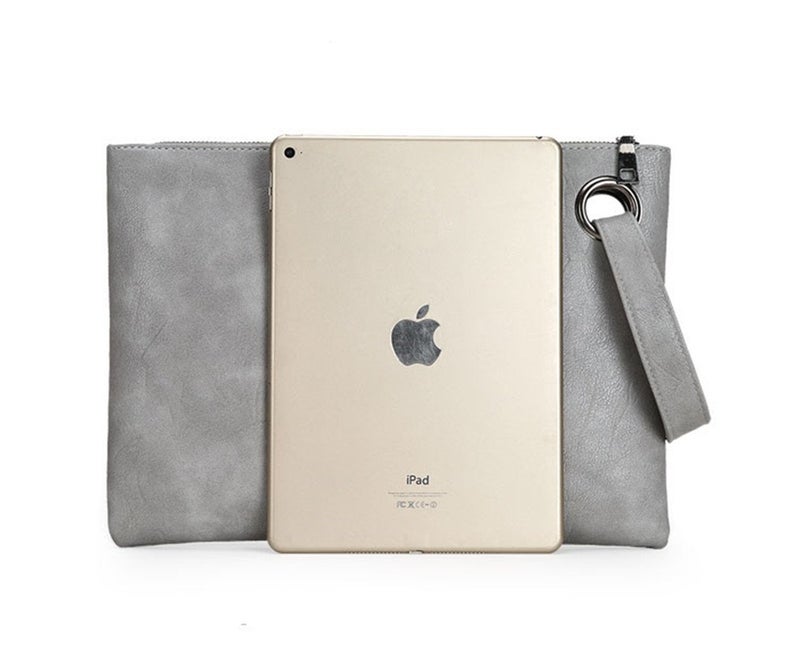 DIHKLCIO Evening Bags Purse Leather Crossbody Clutch Chain Shoulder Womens Wristlet Handbag Foldover Pouch gray - Image 5